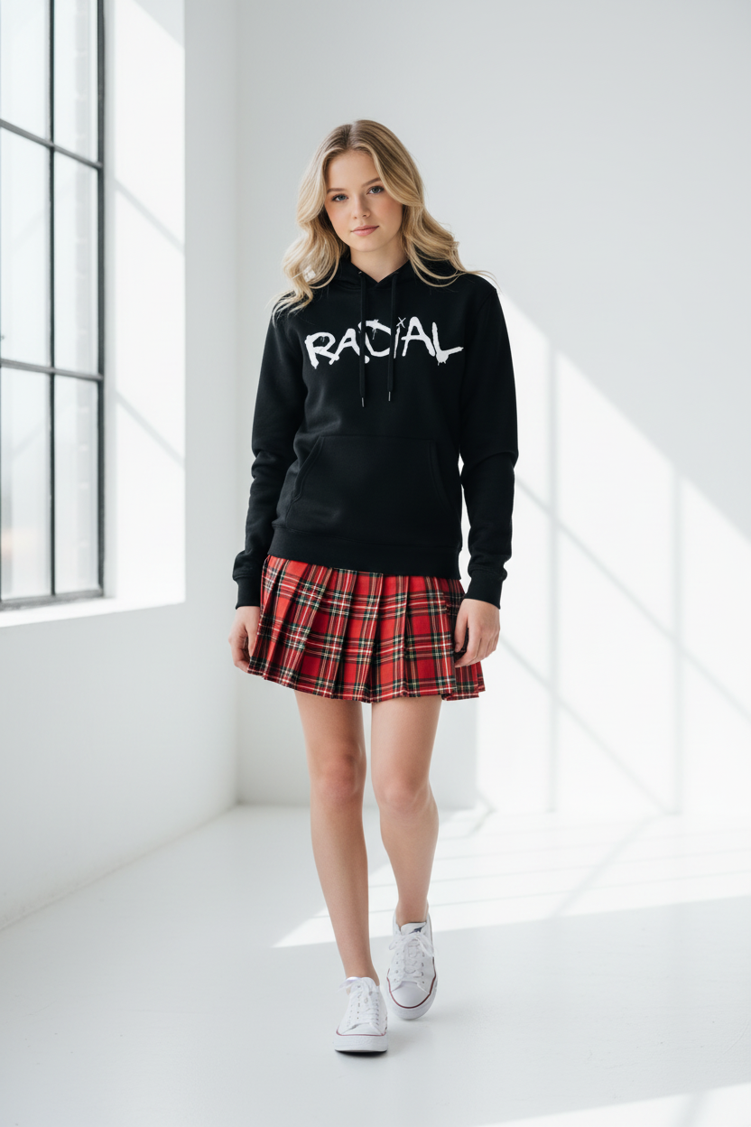 Blonde Preppy Girl in Radial Hoodie