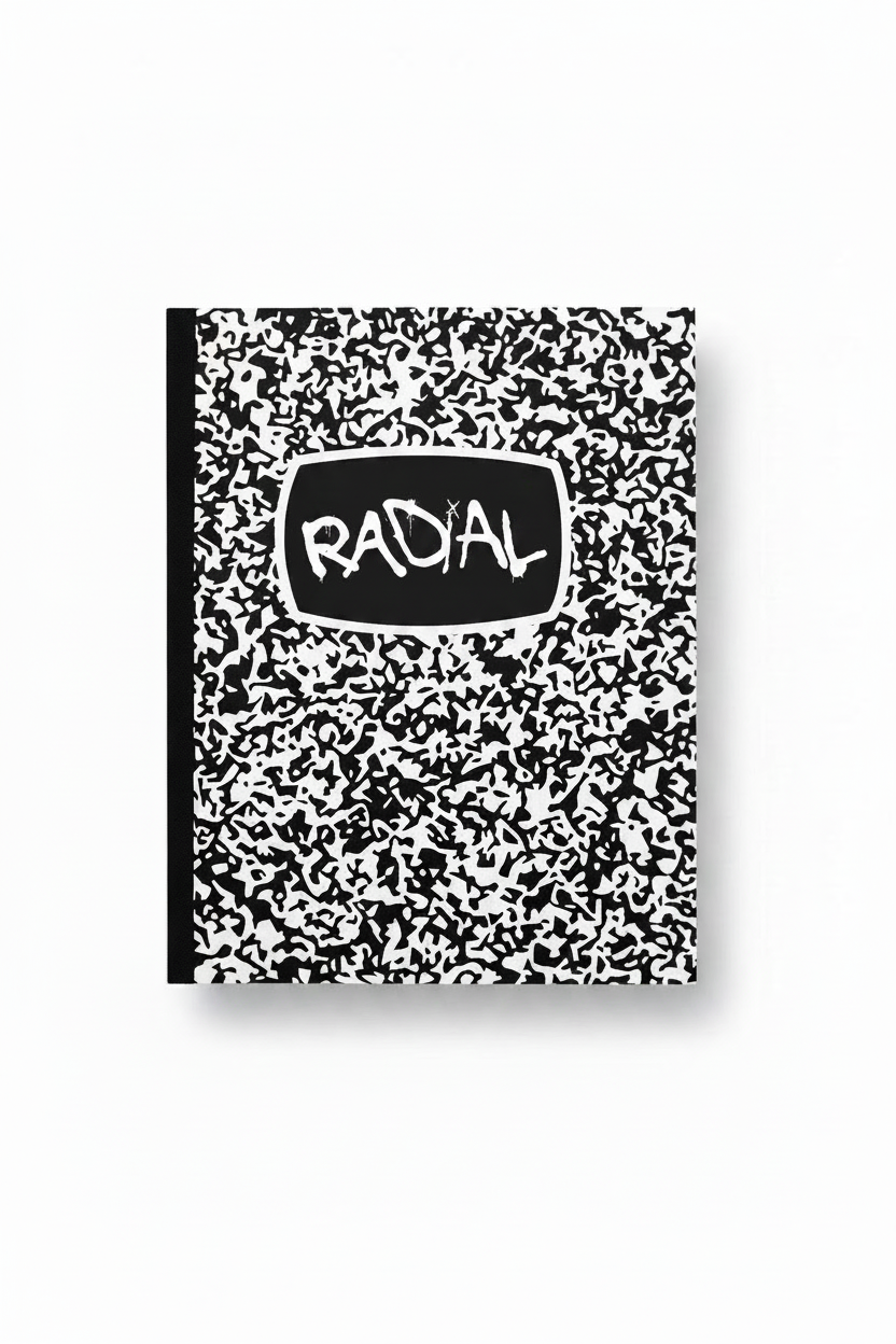 Composition notebook real logo white on black