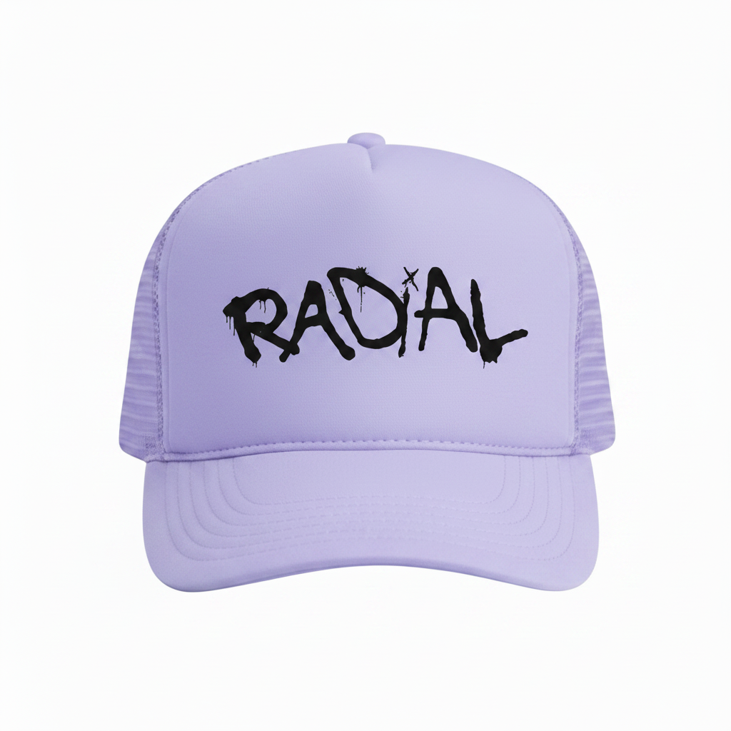 Lavender Radial Trucker Hat - Black Logo