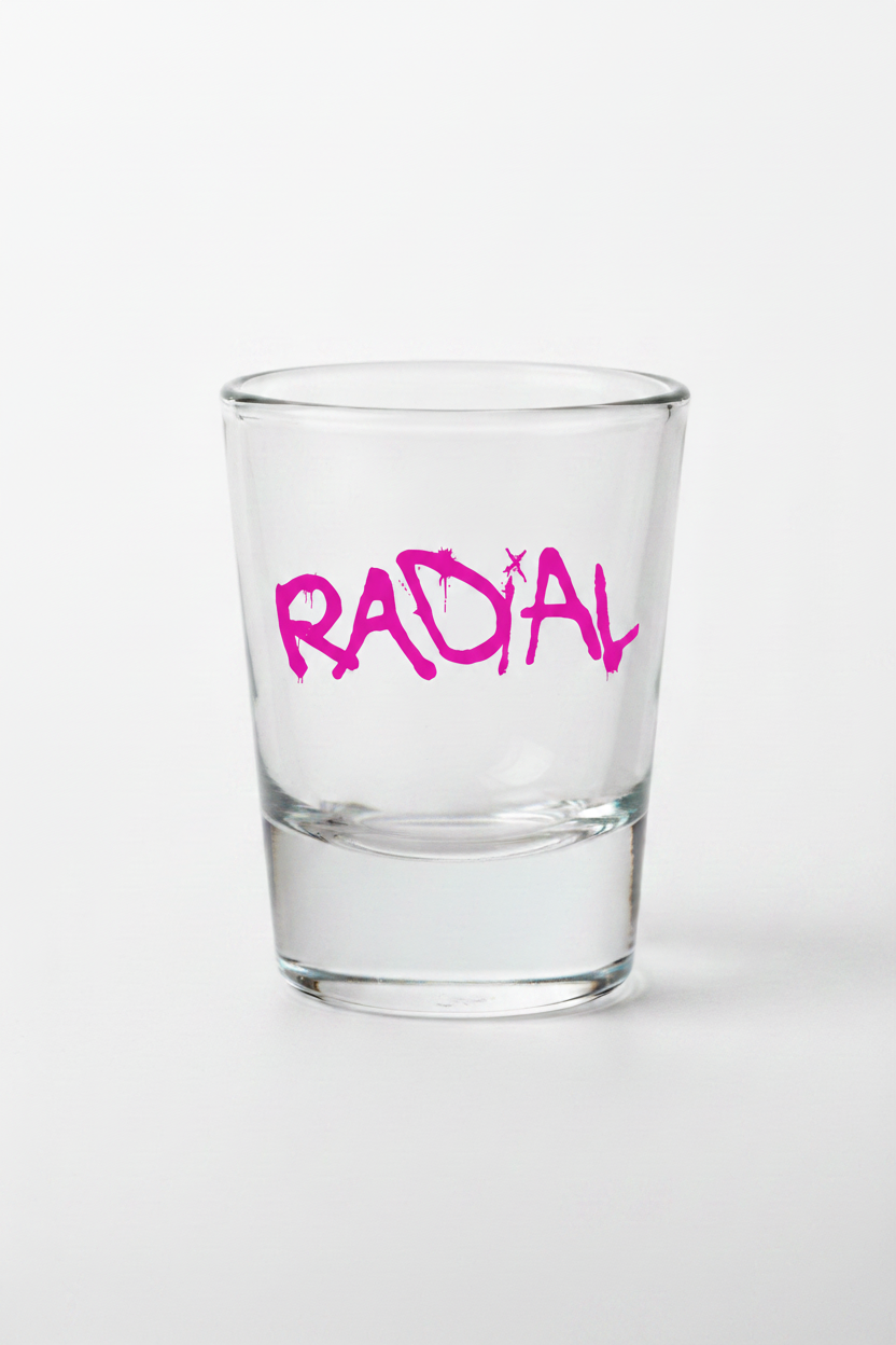 Shot glass hot pink logo