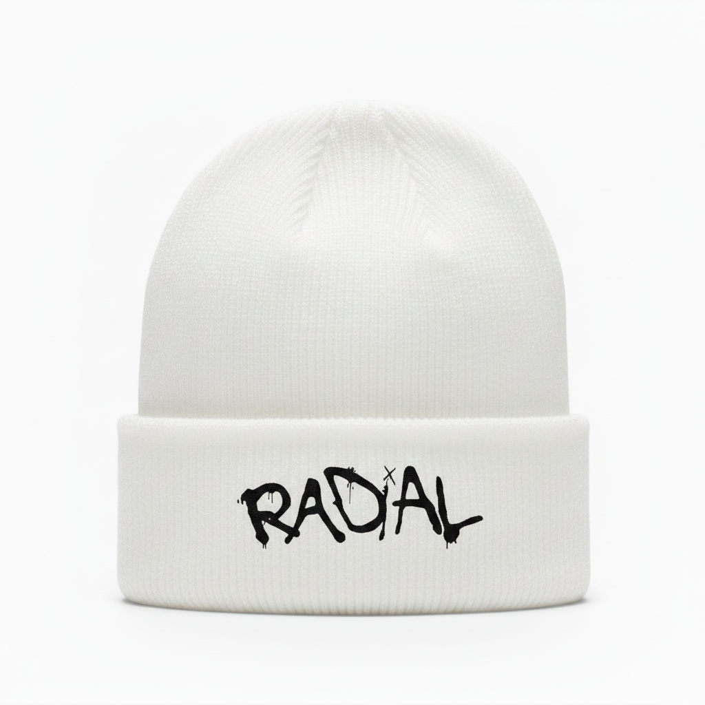 White Beanie Black Logo