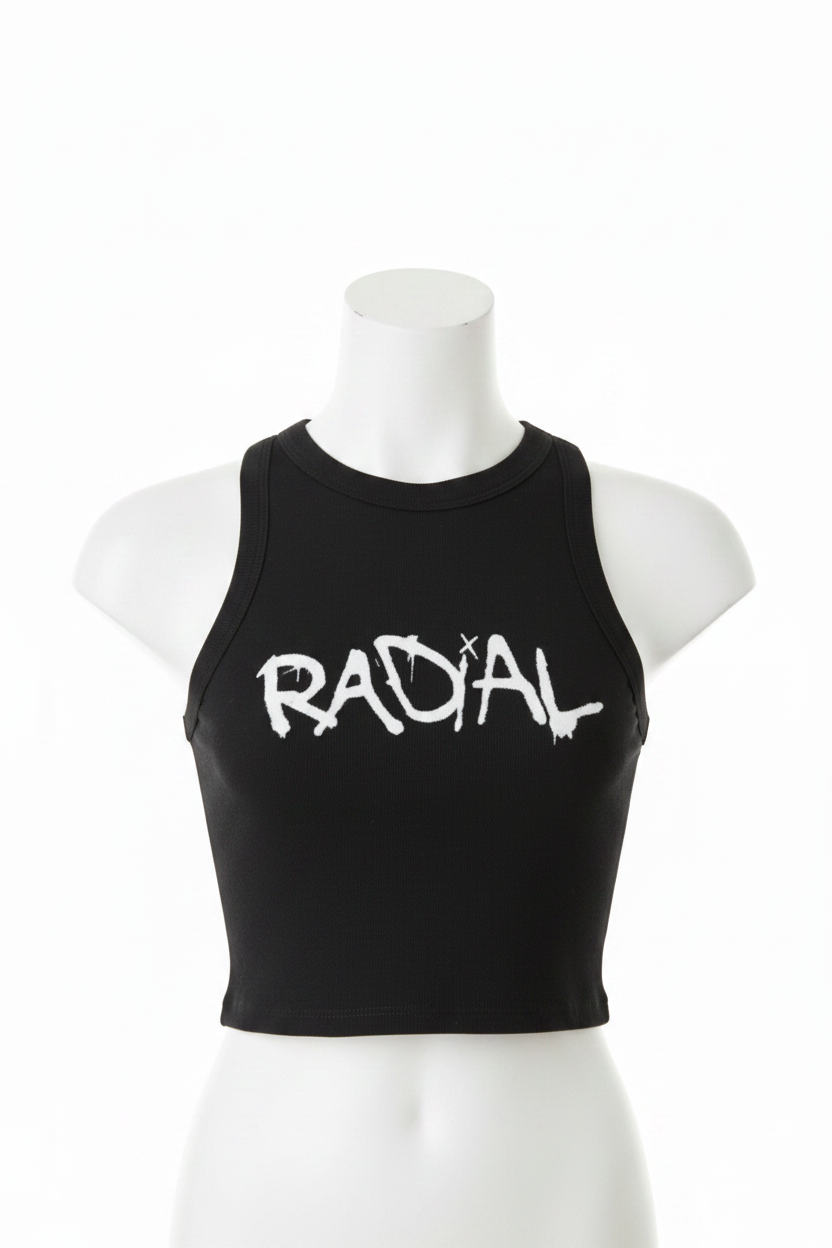 Black Radial Crop Tank - Mannequin