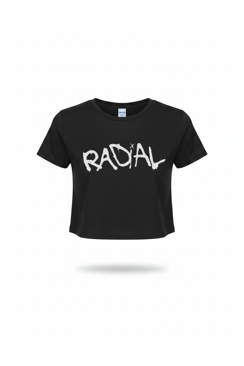 Black Radial Crop Top - No Model