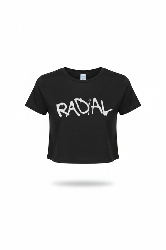 Black Radial Crop Top - No Model