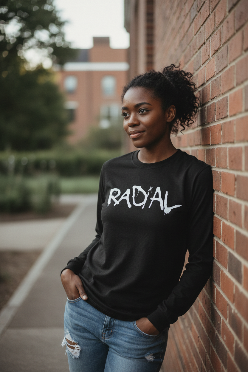 Black Radial Long Sleeve on Model