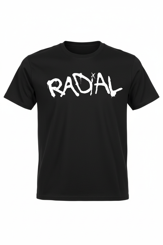 Black T-Shirt with White Radial Logo