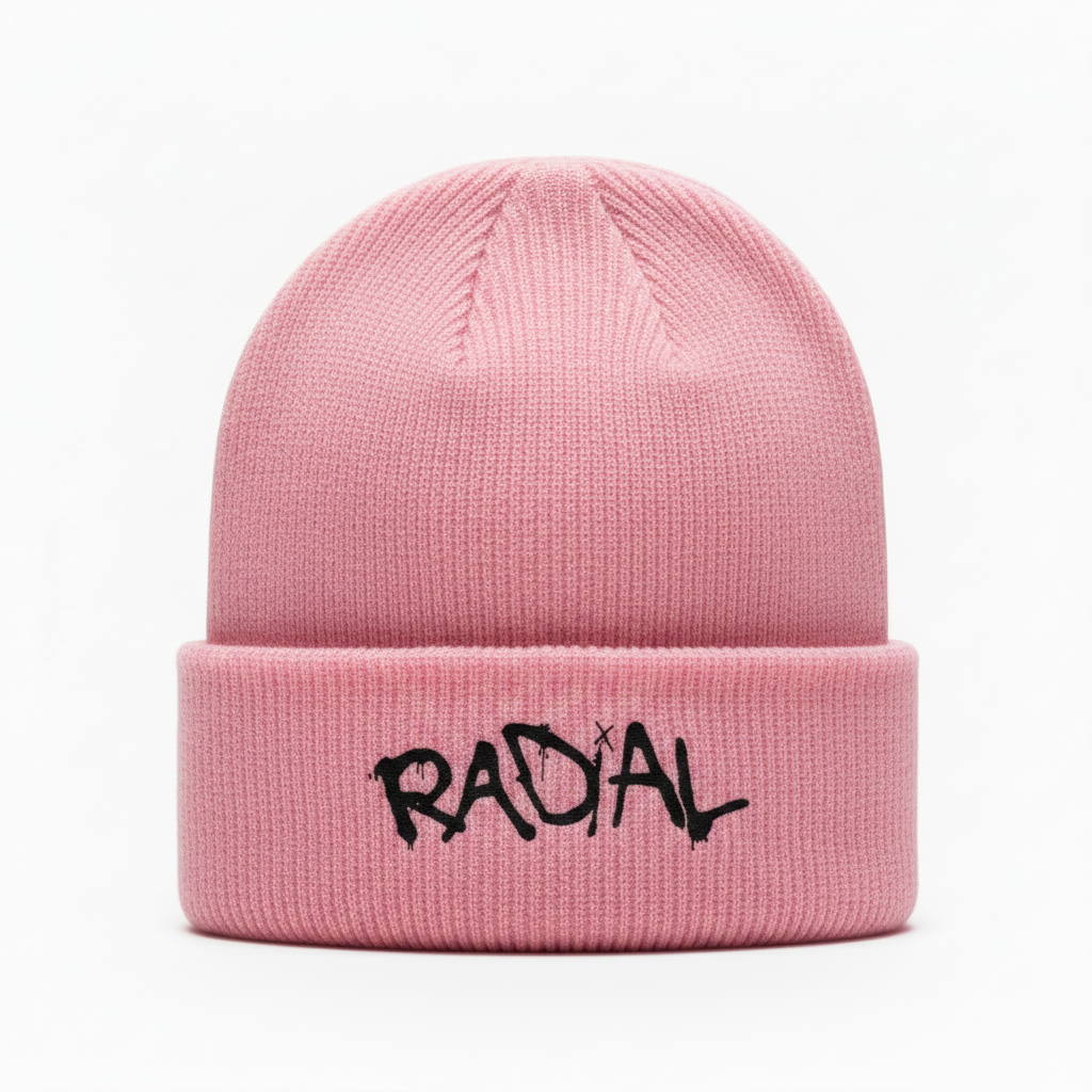 Bubblegum Pink Beanie Black Logo