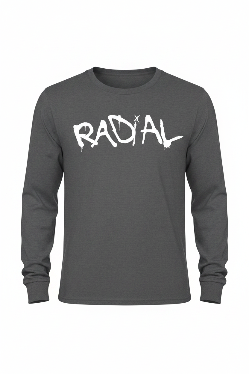 Charcoal Long Sleeve Radial T-Shirt - White Logo