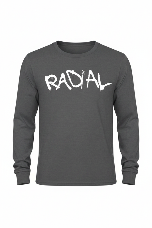 Charcoal Long Sleeve Radial T-Shirt - White Logo