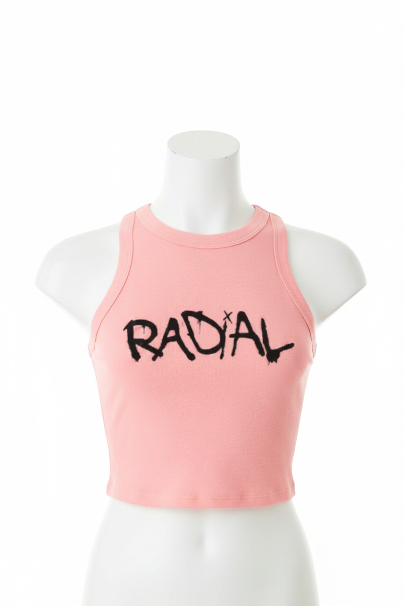Coral Pink Cropped Racerback - No Model