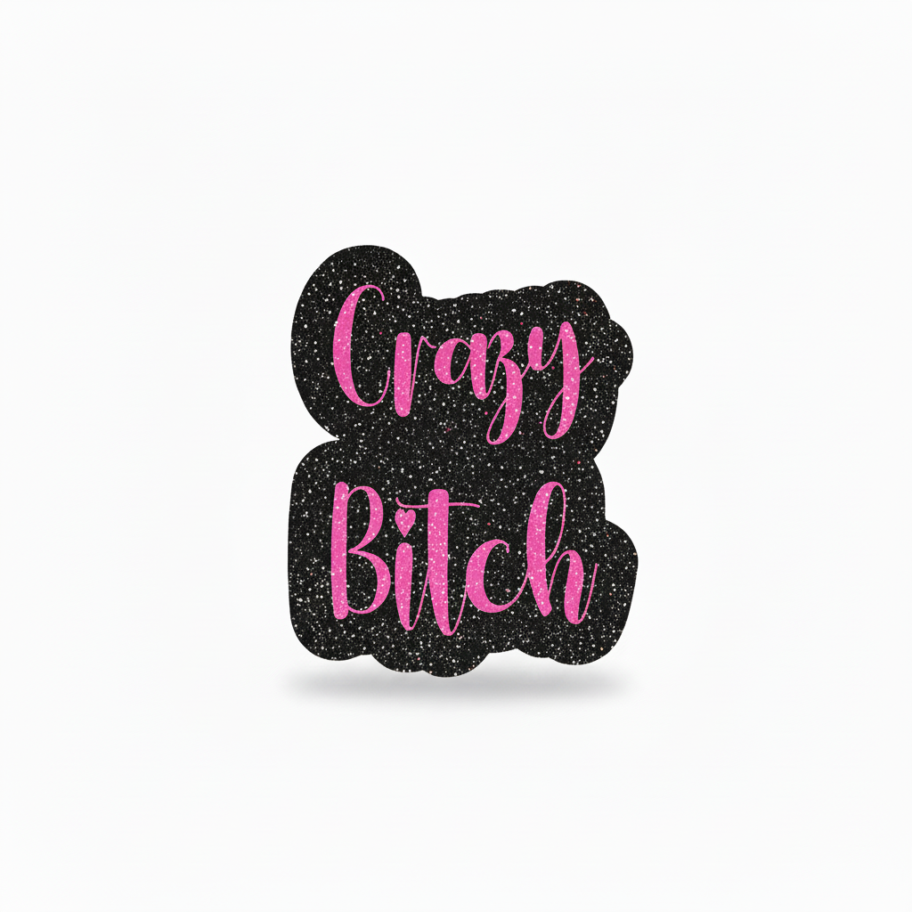 Crazy Bitch Sticker - Pink Glitter