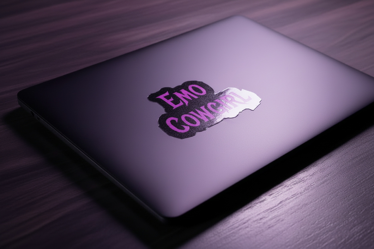 Emo Cowgirl on Laptop - Brighter