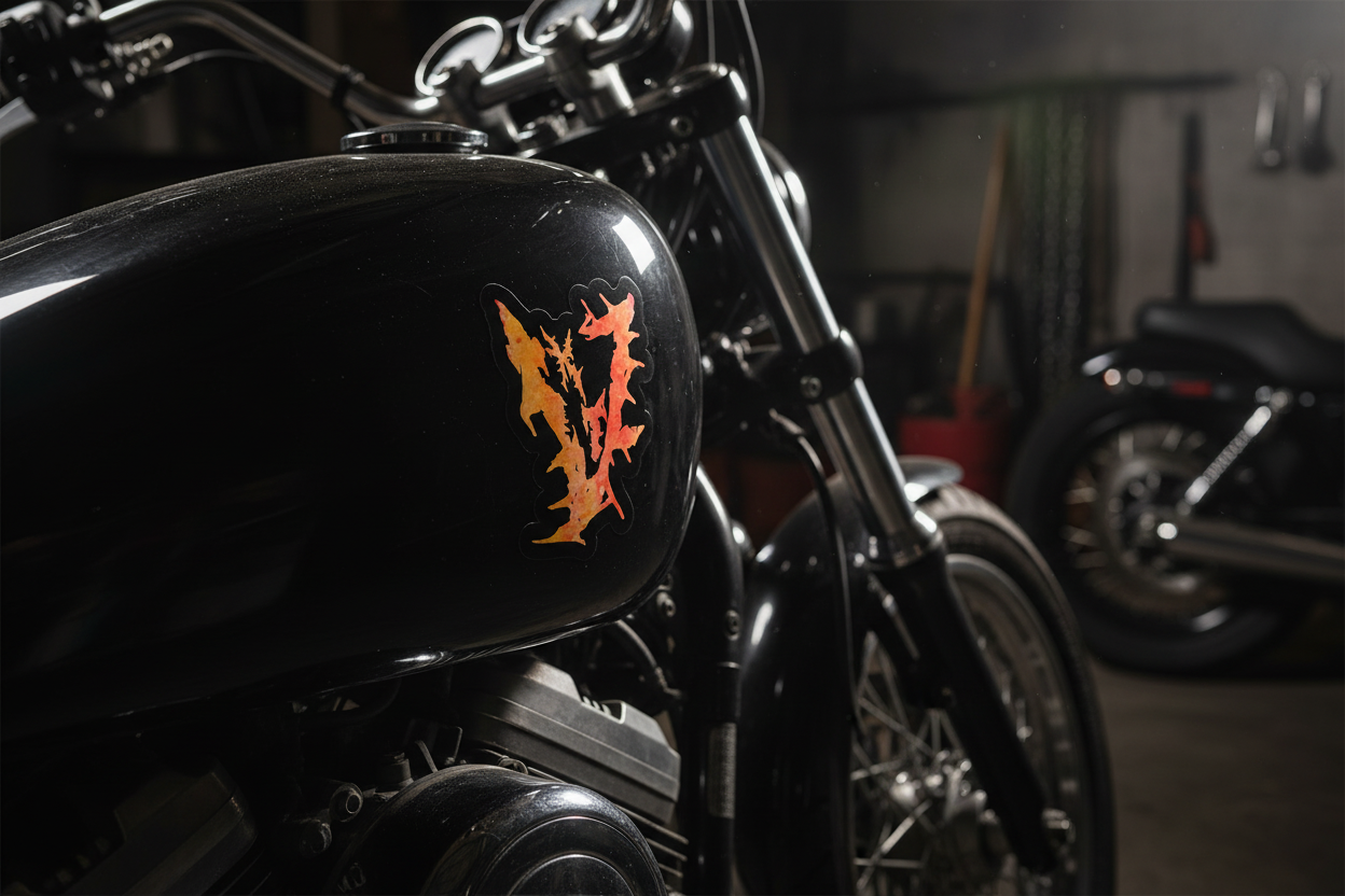 Fire Sticker on Gas Tank