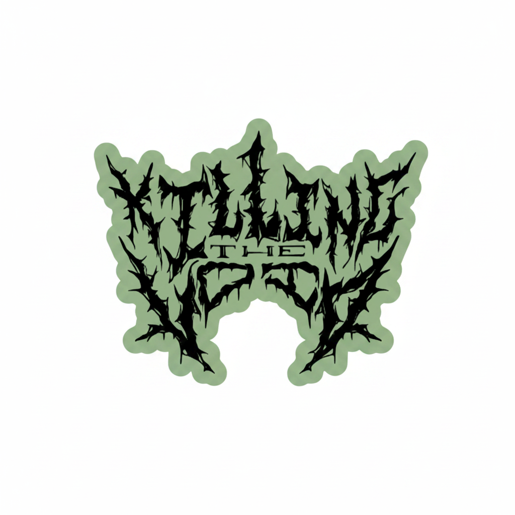 Killing The Void sage green die-cut sticker on white background