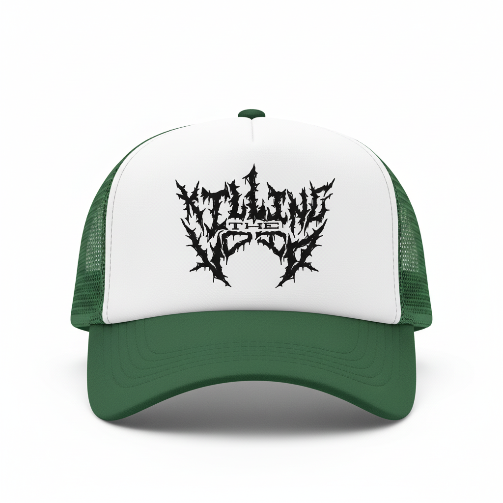 Killing The Void Trucker Hat - Green & White 2 Tone Product Shot