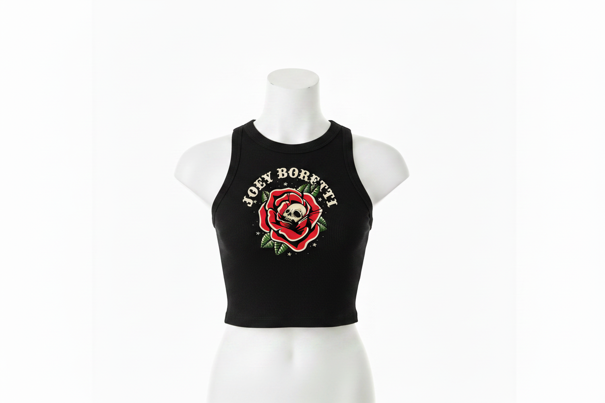 Joey Boretti Ladies Crop Tank Top Black Redo