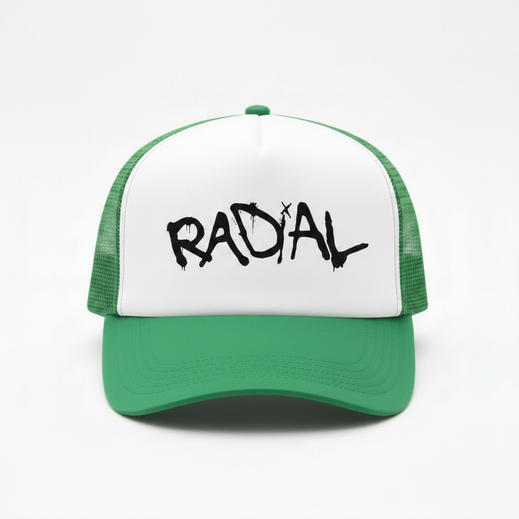 Kelly Green & White Trucker Hat - Black Logo