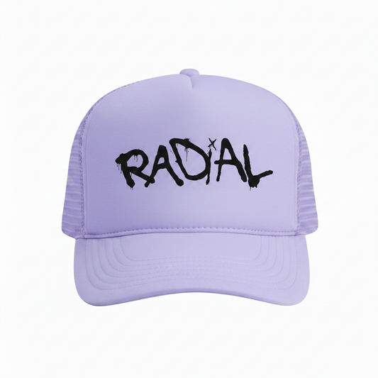 Lavender Radial Trucker Hat - Black Logo