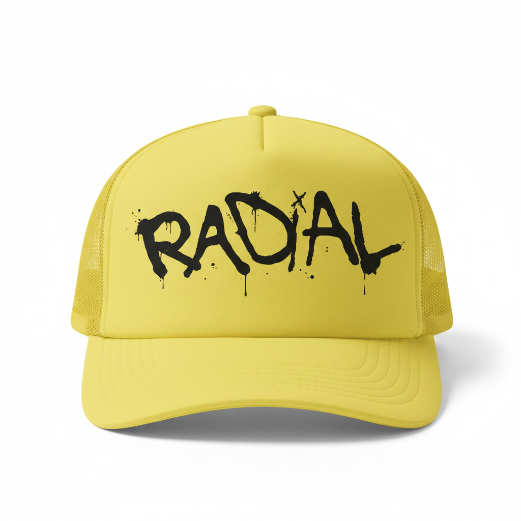 Lemon Yellow Radial Trucker Hat