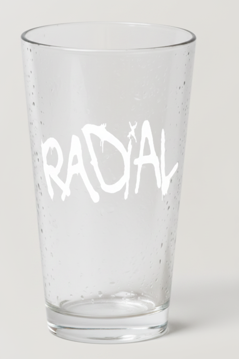 Pint glass empty white logo