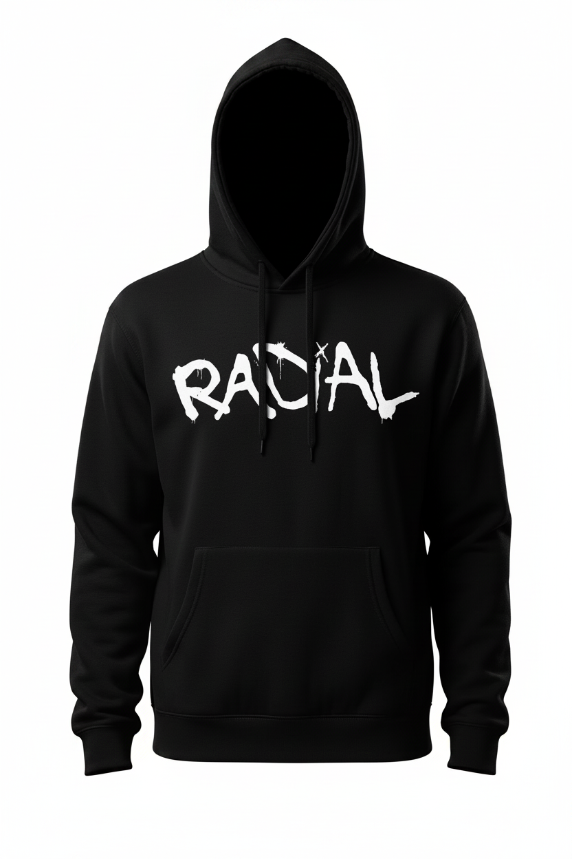 Radial Black Hoodie White Background