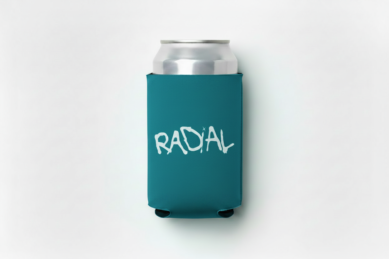 Radial Blue-Teal Koozie Flat