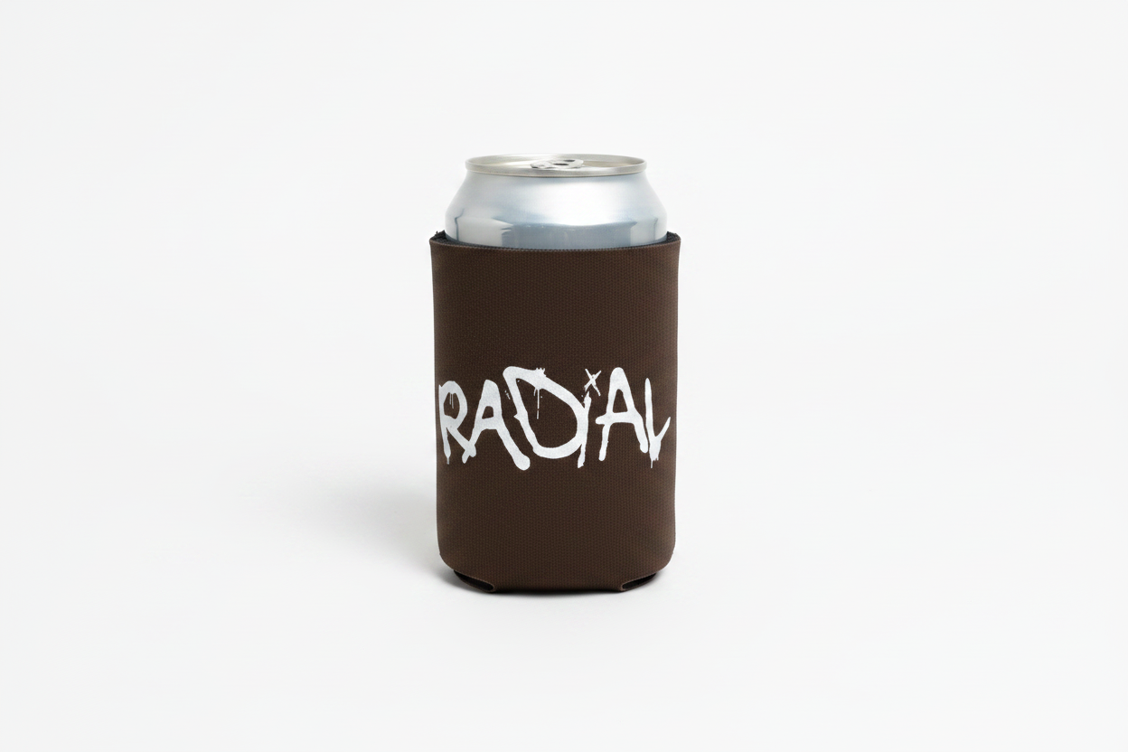 Radial Brown Koozie on Can