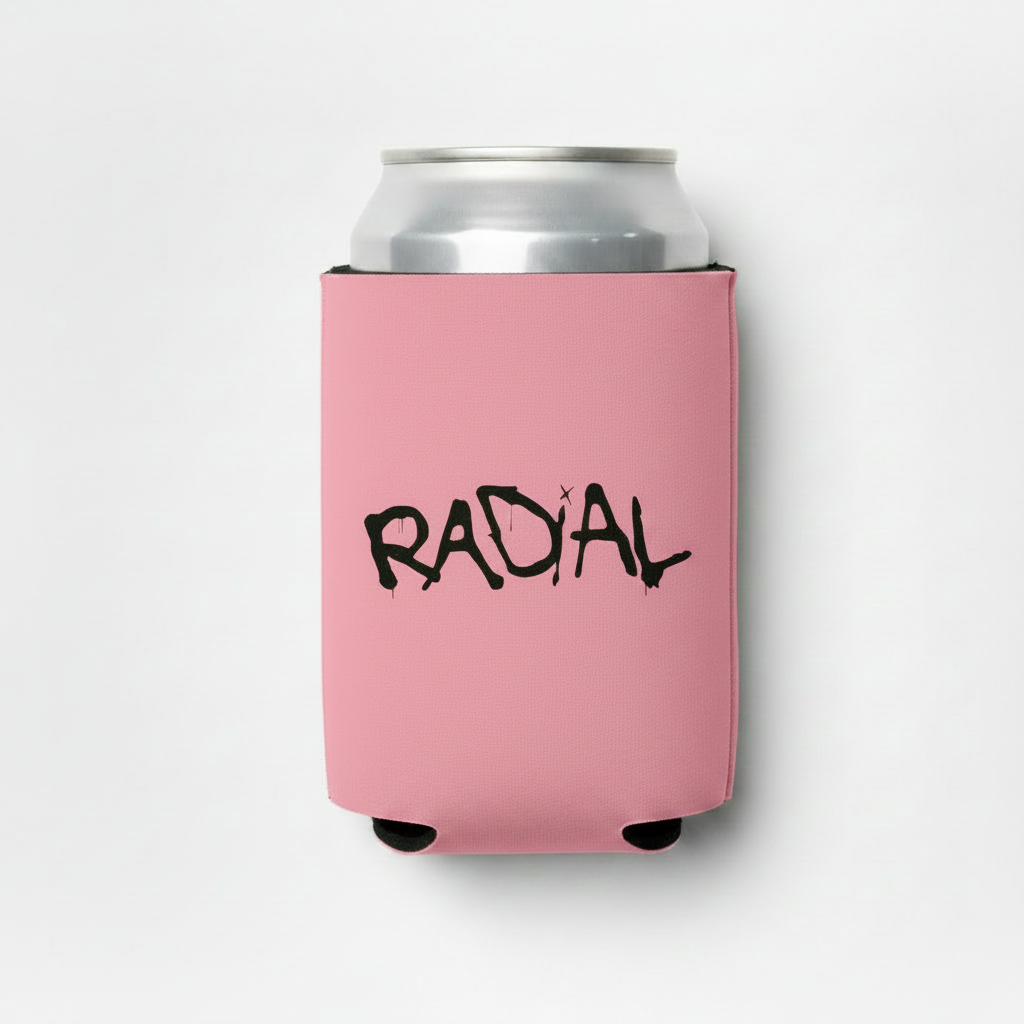 Radial Bubblegum Pink Koozie with Can