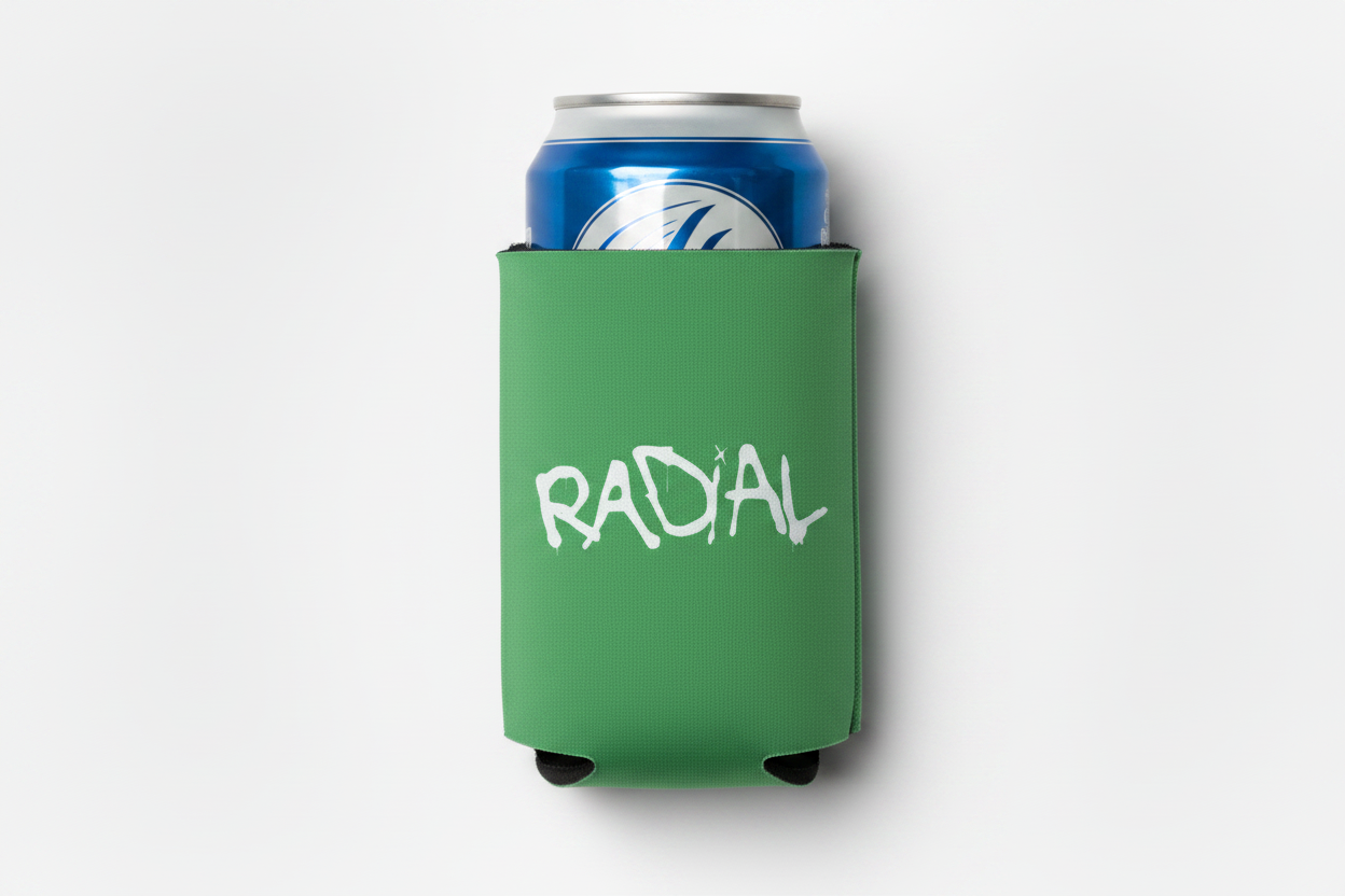 Radial Kelly Green Koozie with Can