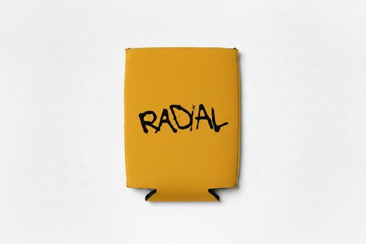 Radial Marigold Koozie Black Logo Flat