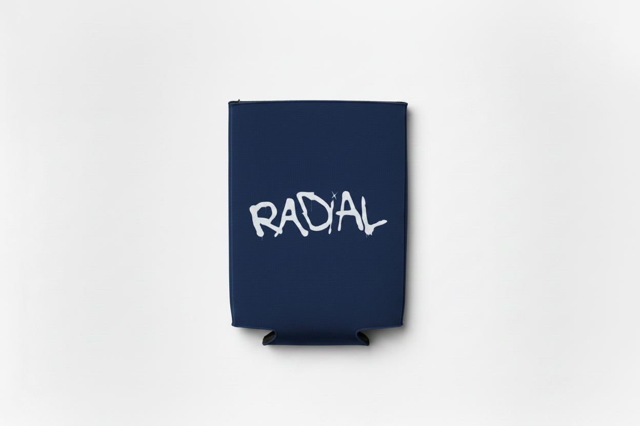 Radial Navy Koozie Flat
