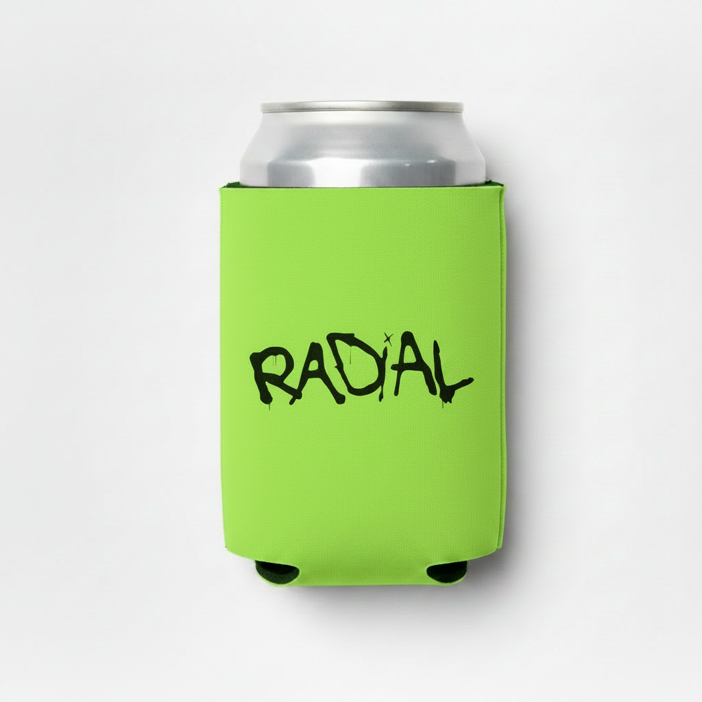 Radial Neon Green Koozie with Can
