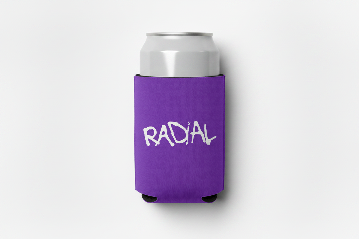 Radial Purple Koozie with Can