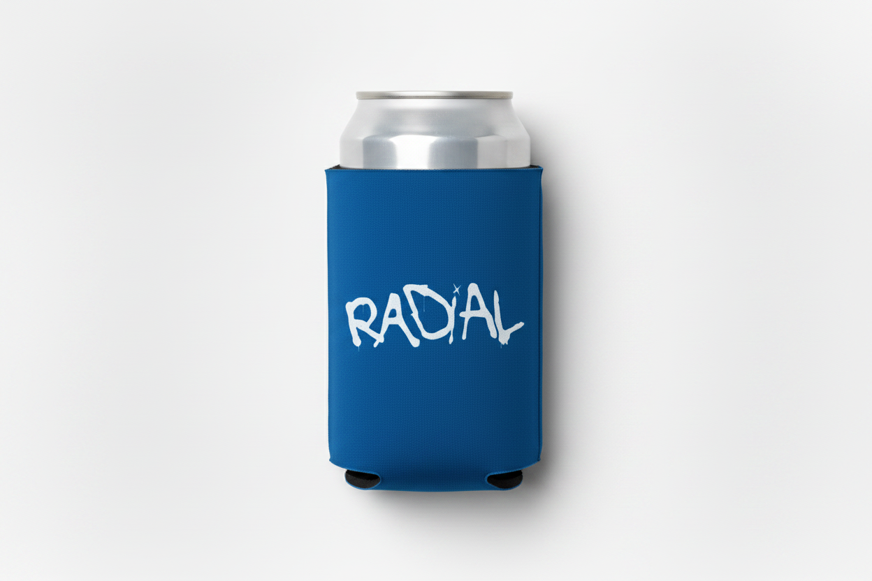 Radial Royal Blue Koozie with Can