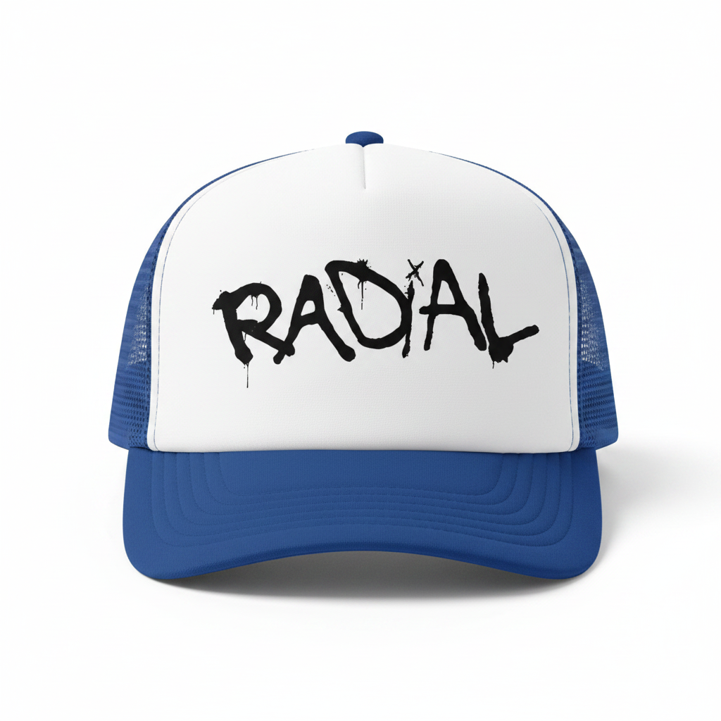 Royal Blue & White Radial Trucker Hat