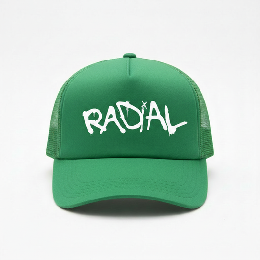 Solid Kelly Green Radial Trucker Hat - White Logo
