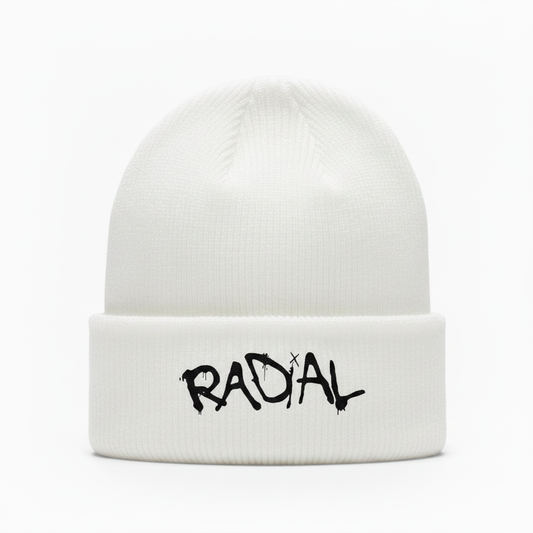 White Beanie Black Logo