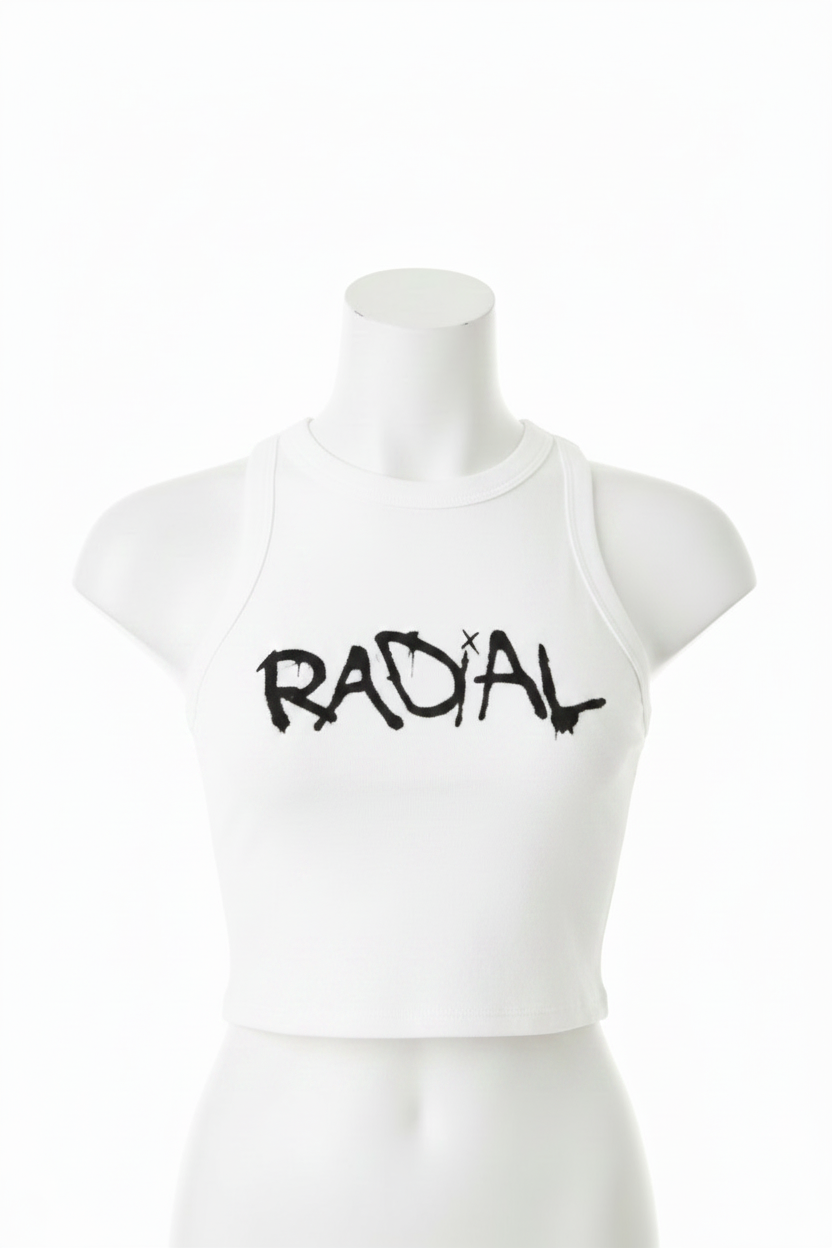 White Radial Crop Tank - Mannequin