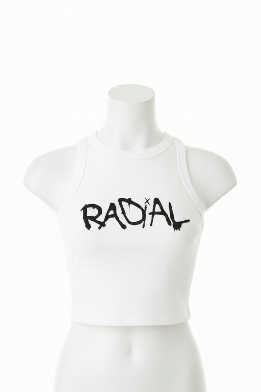 White Radial Crop Tank - Mannequin