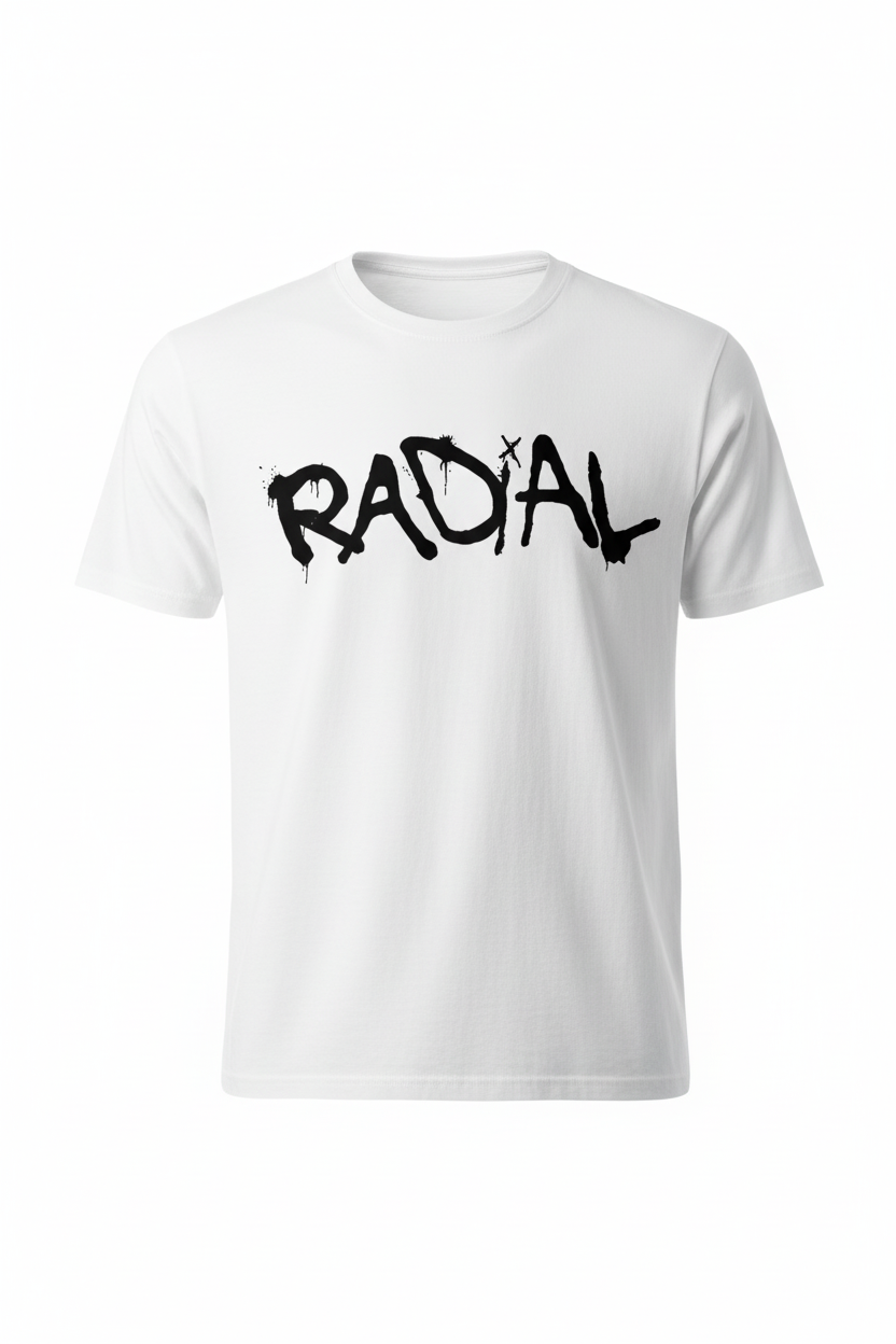 White T-Shirt with Black Radial Logo
