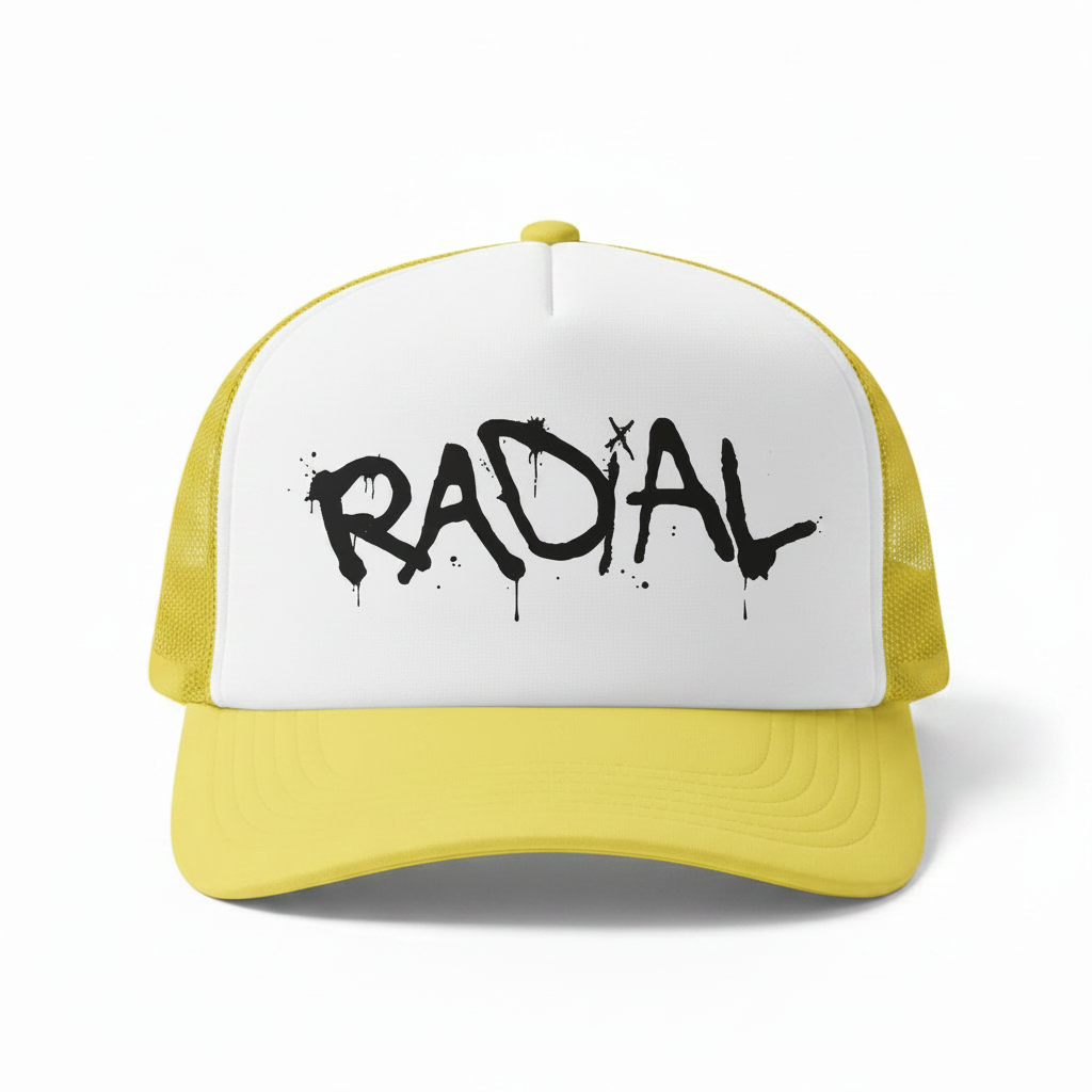 Yellow & White Radial Trucker Hat